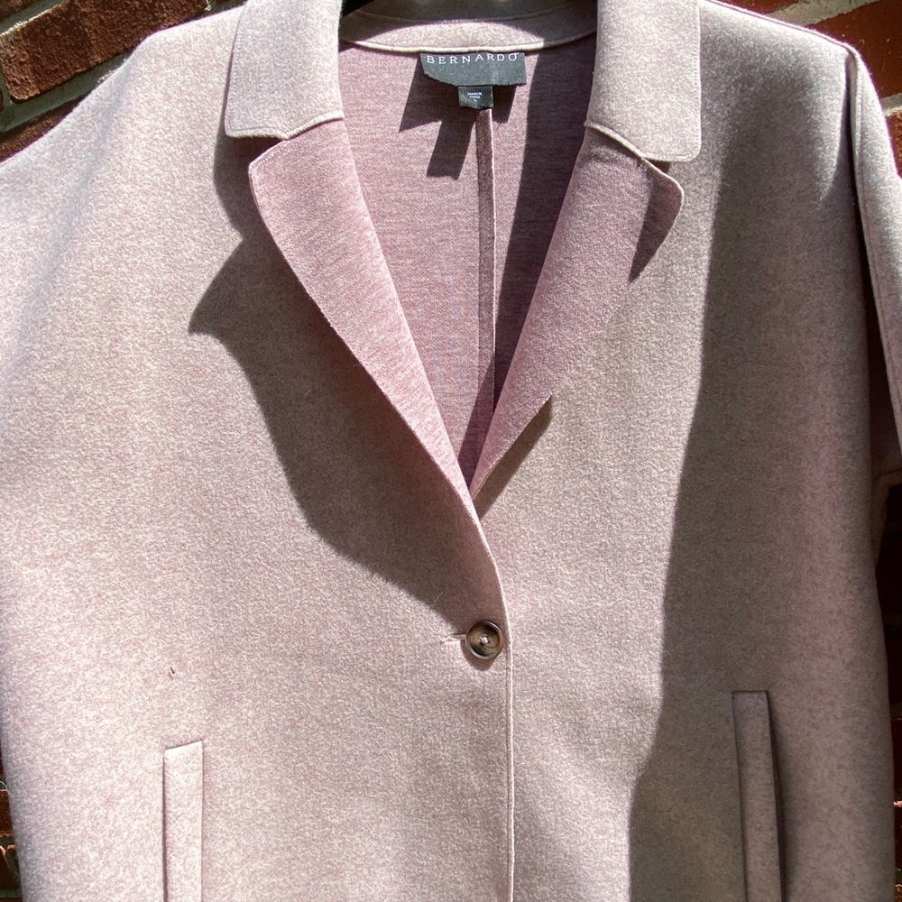 ⭐️HP⭐️ Bernardo Longline Coat Jacket Felt Button Front Blush Pink Large EUC - Picture 5 of 14